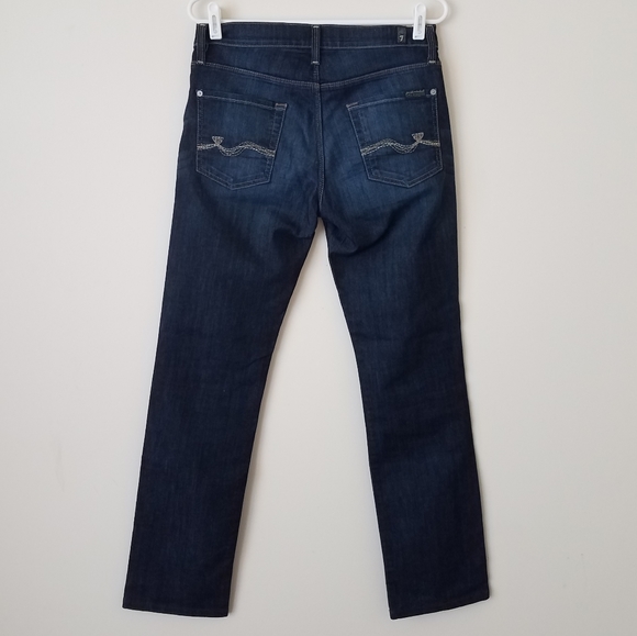 7 For All Mankind Slimmy Straight Leg Dark Jeans - Picture 2 of 5